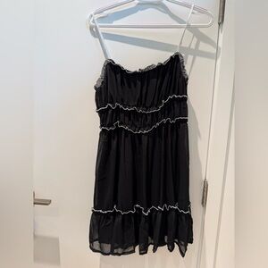 Black Ruffled Spaghetti Strap Dress